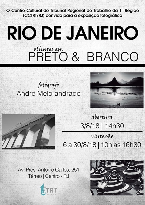 Cartaz em preto e branco da exposio de fotos Rio de Janeiro: olhares em preto e branco